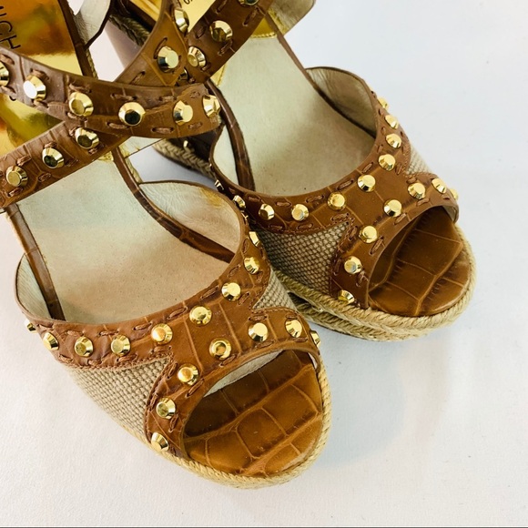 Michael Kors Jade hemp studded wedge sandals 8 M - Picture 6 of 16